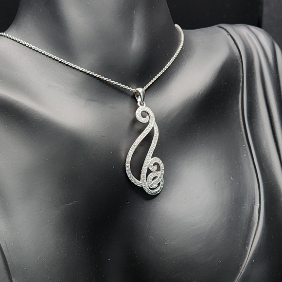 Sterling Silver Swirl Pendant Necklace - Picture 3 of 5